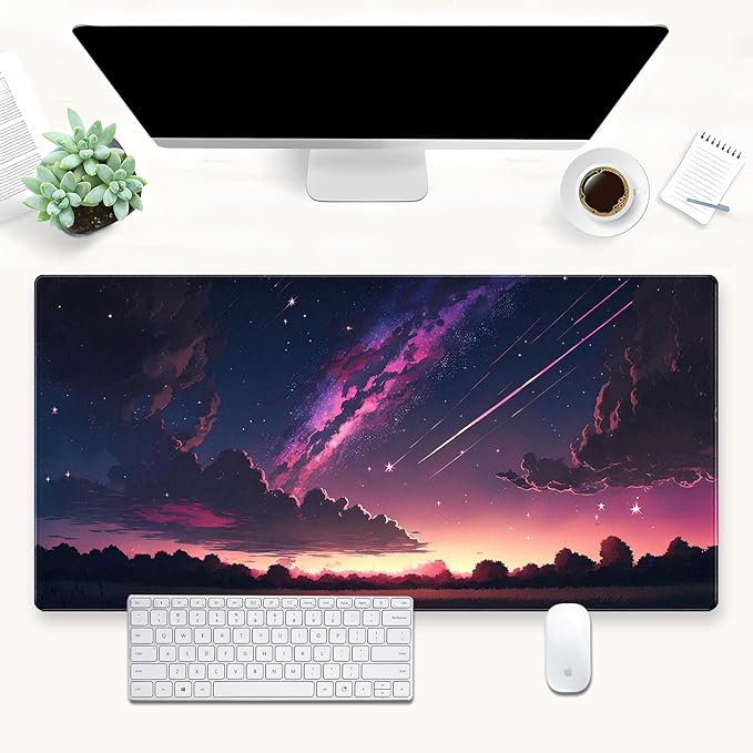 Anime Galaxy Desk Mat, Large Gaming Mouse Pad 31.5x15.7x0.12 in for Gamer