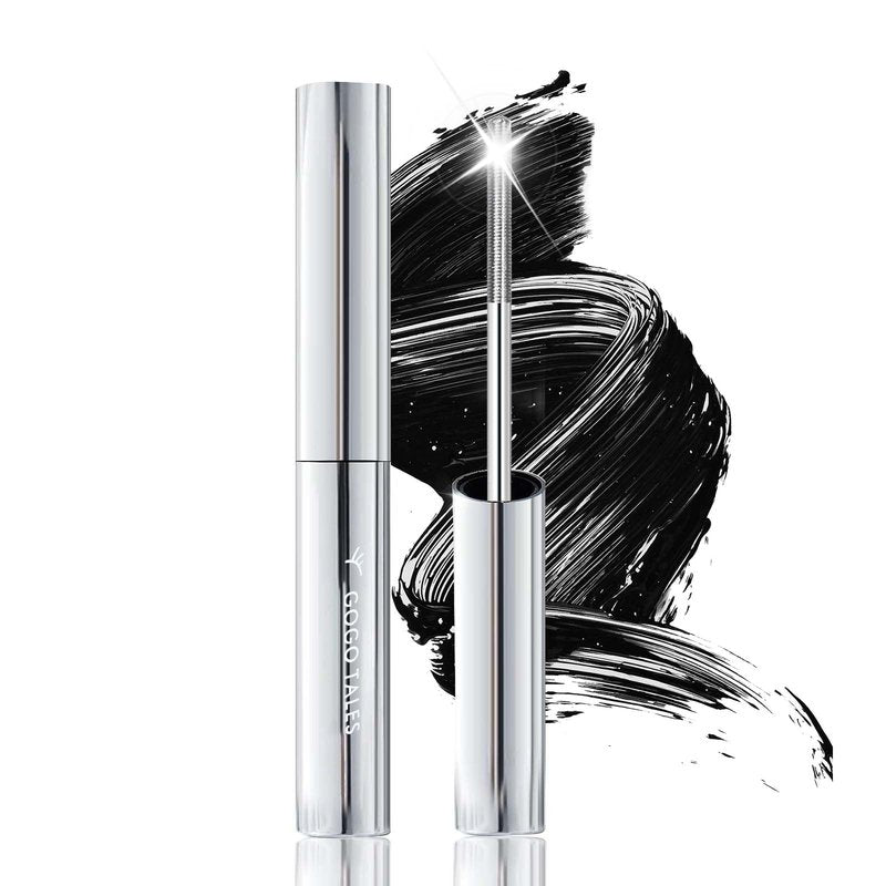 Black Washable Metal Mascara Wand, Waterproof Iron Wand Mascara for Thin Short Sparse Lashes, Natural Length Slim Volume Buildable Formula, Separated Lashes, Long Lasting Smudge-Proof No Flaking Tint