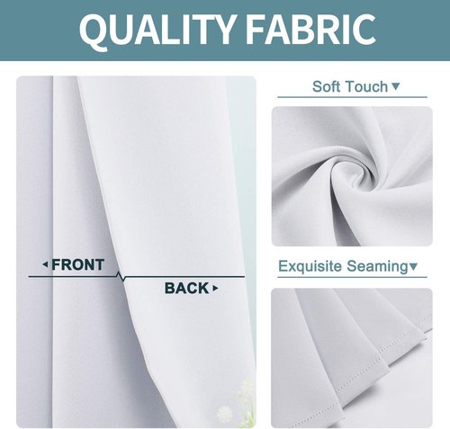 ChrisDowa Blackout Curtains - Thermal Insulated Room Darkening Grommet Panels | 72 Inches Long, Greyish White (2 Panels)