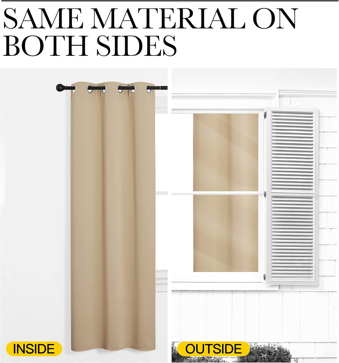 NICETOWN Bedroom Darkening Curtains - Biscotti Beige, 55" x 120", Thermal Insulated Grommet Panels