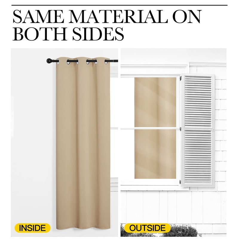 NICETOWN Room Darkening Curtain Panels for Cafe, Thermal Insulated Grommet Room Darkening Draperies/Drapes for Window (Biscotti Beige, 2 Panels, W42 x L68 -inch)