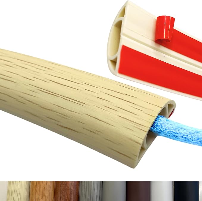 BEIEBIJOB Self Adhesive Floor Cord Cover, Cable Protector, 10ft, Beige