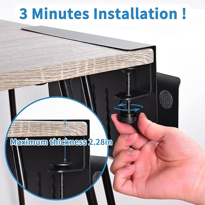 osseph Desk Side Storage Organizer, Under Desk Laptop Holder with Magnetic Pen Holder, No Drill Hanging Desk Caddy for Office & Home, Clamp On Desk Shelf for Tablet, Files, Accessories (Black)