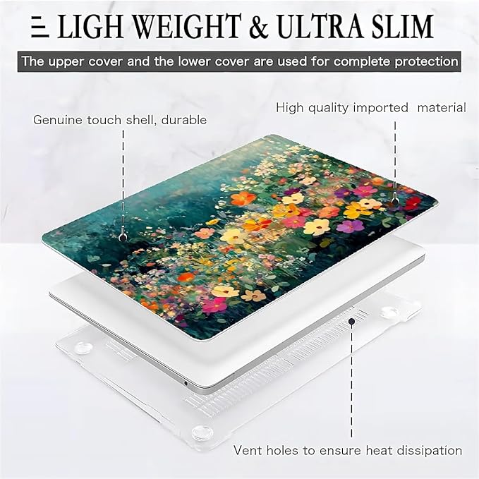 COTAIL Compatible with MacBook Air 13.3 13.6 Inch Case 2022 2021 2020 2019 Plastic Hard Shell Case Cover,13.6 Air (A2681) M2 2022, Spring Flowers