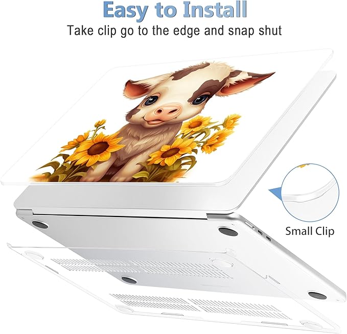 Mektron Case for 2026 MacBook Air 15 INCH M5 A3448 Compatible with M4 A3241 /M3 A3114 /M2 A2941 Printed Plastic Hard Shell Cover with 15.3" Liquid Retina Display Touch ID- Cute Cow