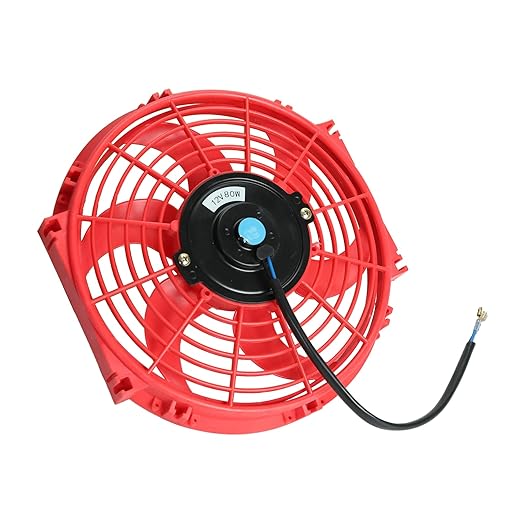 FSBCGT 2PCS 10 inch Slim Fan Push Pull Electric Radiator Cooling 12V 80W Mount Universal Kit Red