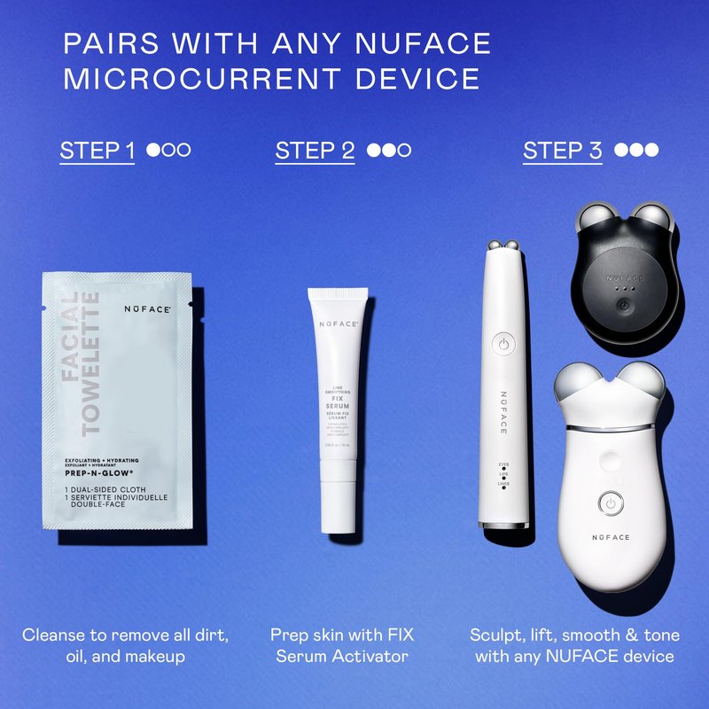 NuFACE FIX Serum - Line Smoothing Conductive Serum for Microcurrent with Triple Peptide, Hyaluronic Acid & IonPlex to Hydrate, Brighten and Enhance NuFACE Microcurrent Device Results (0.5 oz)