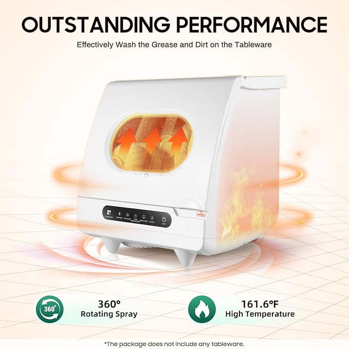 Portable Countertop Dishwasher Dishwasher Compact with 5 Intelligent Washing Functions Counter Top Dishwashers for Knives, Forks, Spoons, Chopsticks