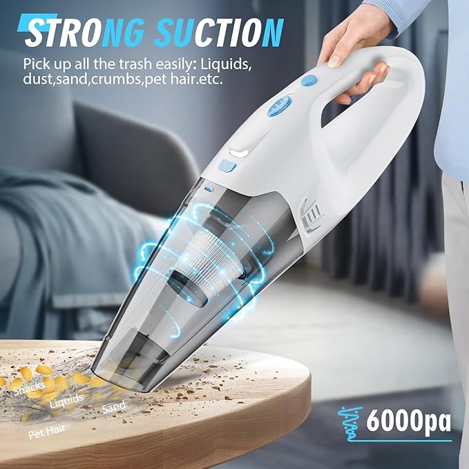 FUOAYOC Handheld Vacuum Cordless, 1.6lbs Lightweight Hand Vacuum for Home/Car/Office Cleaning