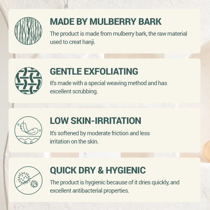 DEARCUS Korean Exfoliating Washcloth 4 Pack - Hanji Mulberry Bark Bath Towel, Gentle Dead Skin Remover & Back Scrubber, Quick-Dry Soft Exfoliator for Body & Sensitive Skin – Italy Towel Alternative