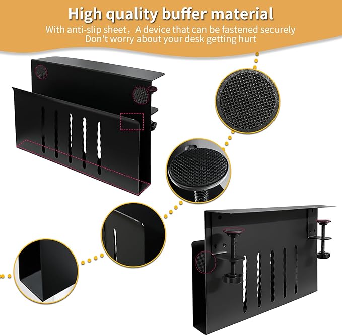 Xapypy Desk Side Storage, Under Desk Storage, No Drill Steel Hanging Desk Organizer, Laptop Holder, Desk Storage Holder for Office & Home.(Black)