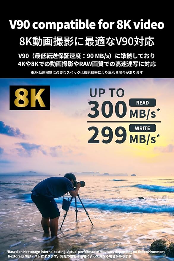 Nextorage Japan 128GB 2Pack SDCard UHS-II Memory Card V90 Canon, Sony, Nikon, Fujifilm, Panasonic Camera 8K 4K High-Speed Continuous Shooting pSLC Max Read 300MB/s Max Write 299MB/s NX-F2PRO128G