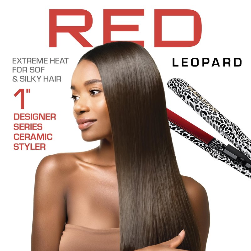 Red by Kiss 1" Designer Series Ceramic Styler Flat Iron – 450°F Max Heat, Variable Heat Control, 1 Inch Flat Iron for Soft & Silky Hair, 360° Swivel Cord, Frizz-Free, Professional Styling Tool