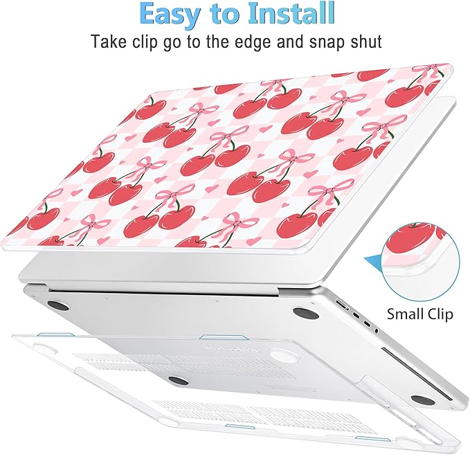 Mektron Case for 2026 M5 MacBook Pro 16 inch A3429 A3428 M4 A3403 A3186 M3 A2991 M2 A2780 M1 A2485 (2021-2025) Pro/Max with Liquid Retina XDR, Hard Shell Plastic Laptop Cover, Cherries Bows C353