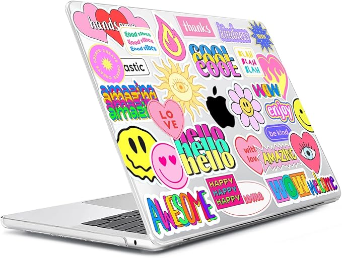 HOHAIYOO Compatible with MacBook Air 13 inch Case 2026 2025-2022 M5 A3449 M4 A3240 M3 A3113 M2 A2681, Hard Shell&Keyboard Cover&Screen Protector&Webcam Cover for MacBook Air 13.6" Case, Trendy Patches