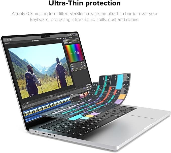 JCPal Final Cut Pro Shortcut Guide Keyboard Cover for Apple MacBook Pro 14 inch / 16 inch (M1–M5), MacBook Air 13 inch / 15 inch (M2–M5) and MacBook Neo (US–Layout)