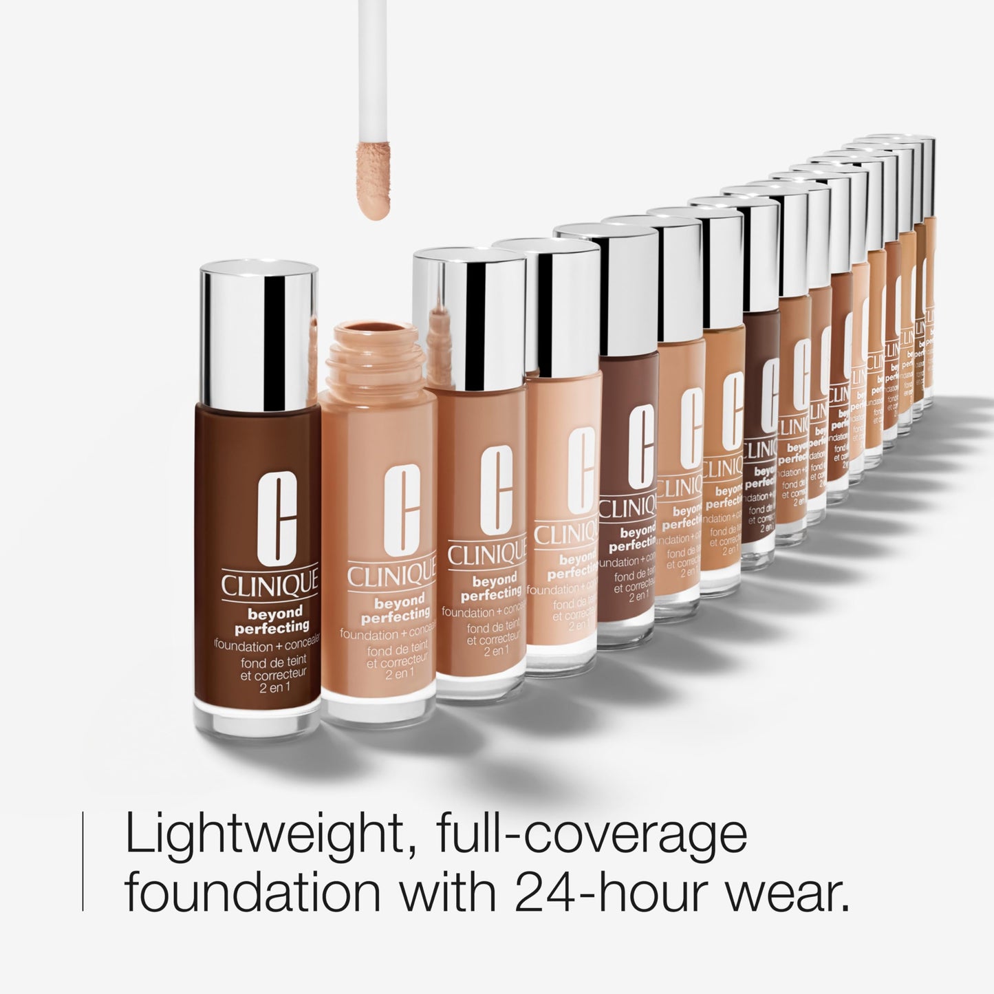 Clinique Beyond Perfecting Lightweight Liquid Foundation + Concealer For Dry Combination to Oily Skin Types | Full Coverage + Natural Matte Finish, Cream Chamois, 1 Fl Oz