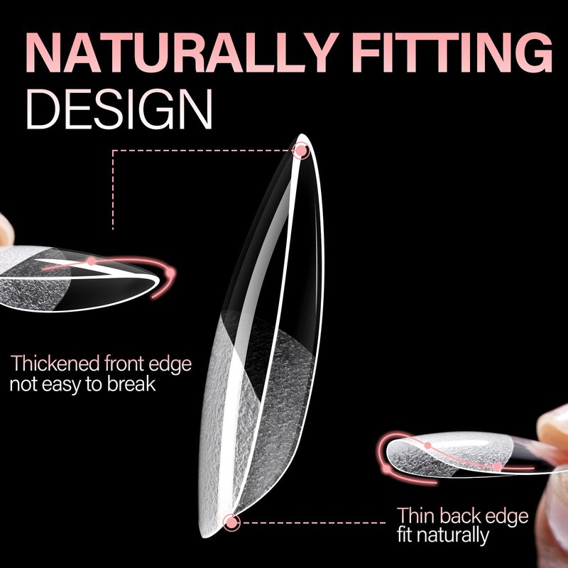 AILLSA Medium Almond Shaped Nail Tips - 15 Sizes 450pcs Acrylic Nails Tip Full Cover Half Matte Nails Tips Press on Nails for DIY Home Salon