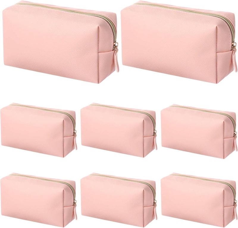 Small Makeup Bags - 8 Pcs PU Leather Waterproof Cosmetic Pouches | Portable Toiletry Organizers for Travel