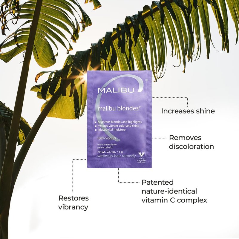 Malibu C Blondes Wellness Remedy - Removes Discoloration from Bleached, Highlighted or Natural Blonde Hair + Restores Vibrance and Shine with Vitamin C Complex (12 Packets)