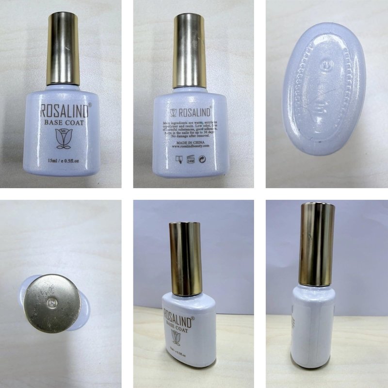 ROSALIND 2 PCS No Wipe Gel Top Coat and Base Coat Set Soak Off LED Nail Lamp Clear Base Top Gel Nail Polish Set