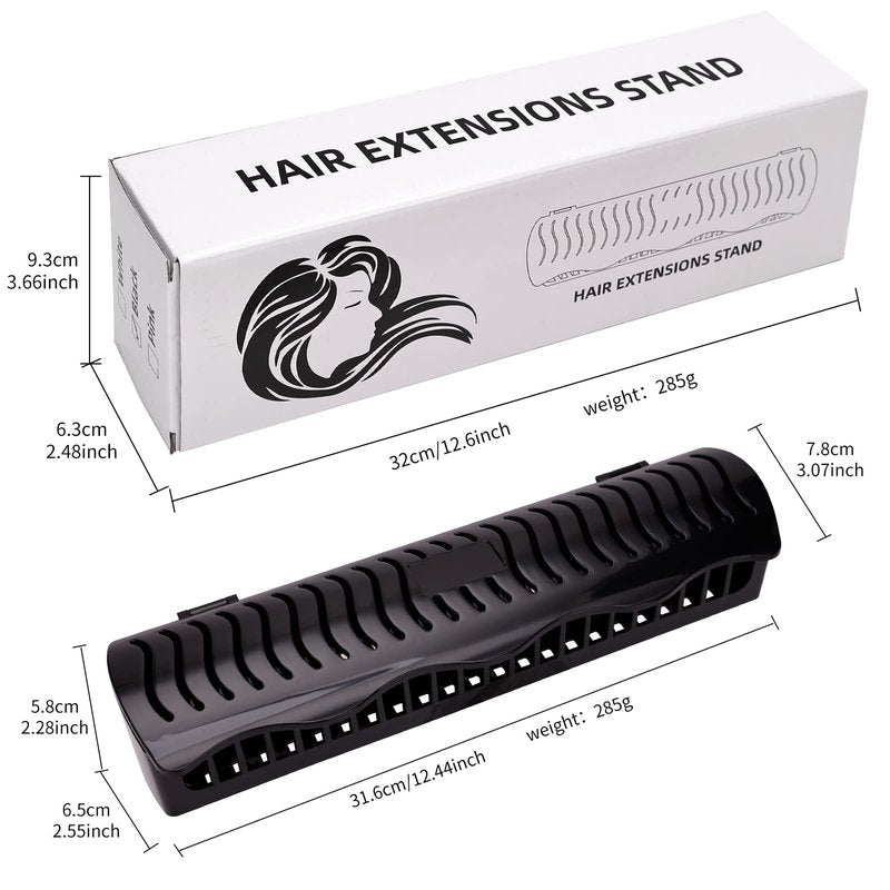 Hair Extension Holder Hair Extension Style Caddy Designed to Hold Clip-Ins, Tape-In’s, Micro Bundles and Sew-In Wefts While You Color, Wash, Style, Pack and Store (Black)