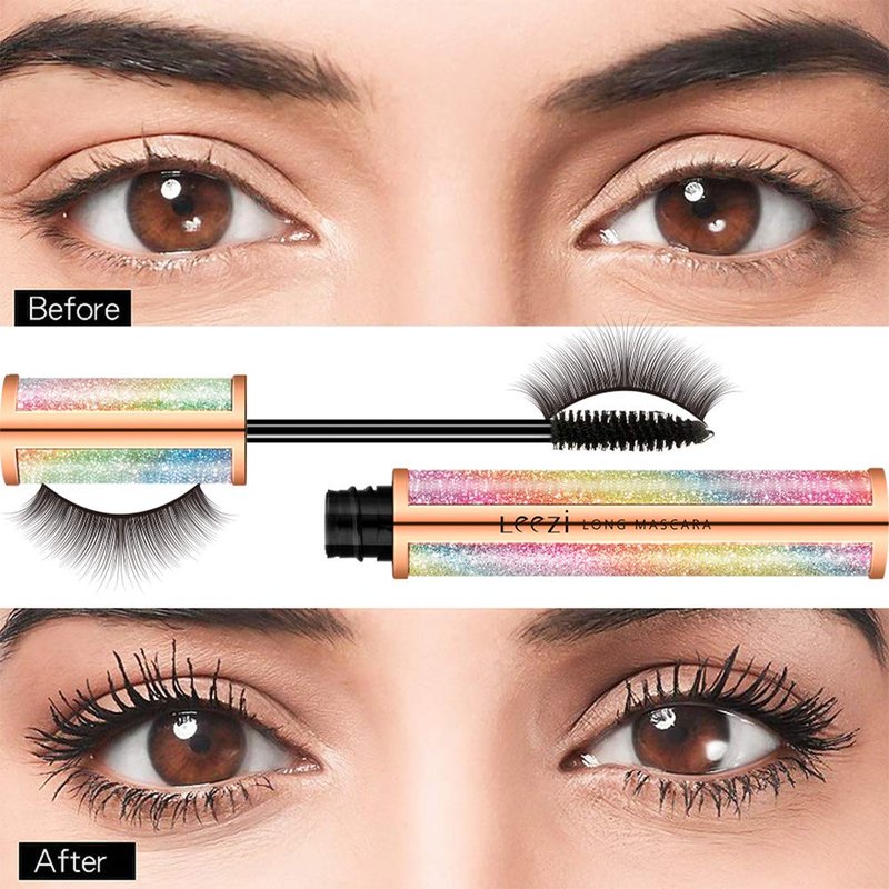 4D Silk Fiber Eyelash Mascara Waterproof - Thickening Long Lasting Smudge-Proof Natural Curling Lengthening All Day Exquisitely Extra Long Black (A)