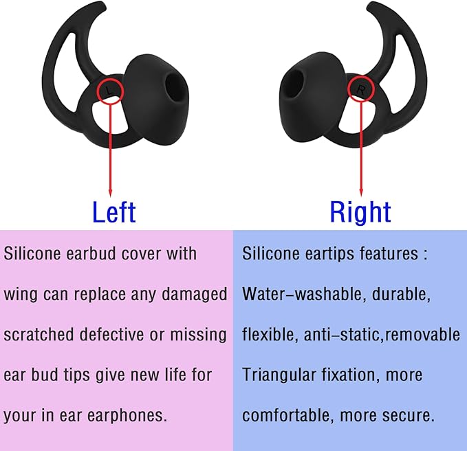 WKYMY Silicone Replacement Earbud Tips Earbud Covers Ear Tips Compatible with Bose Quietcomfort and Sport Headphone Rubber Tips Large 3 Pairs