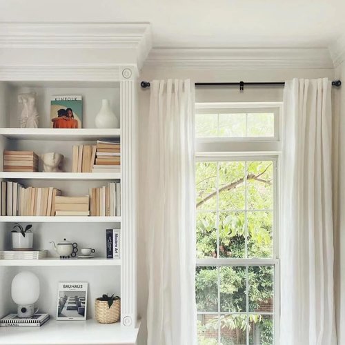 GXOACKJ Heavy Duty Curtain Rods - Decorative Matte Black | 66-120 Inch Adjustable Set with Brackets