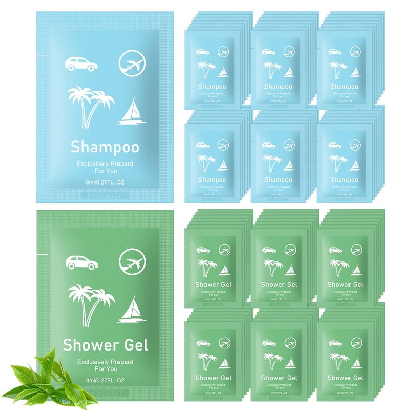 Bulk Hygiene Kits for Homeless ,Travel Size Body Wash and Shampoo Bulk 0.28fl Oz,Travel Size Shower Gel Set，Shampoo Bulk Travel Size ,Hotel Supplies for Guests (0.28fl Oz(Pack of 100), 100, Count)