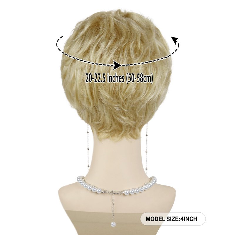 GNIMEGIL Curly Blonde Wig Sets Synthetic Hair Golden Grandma Wigs With Bangs Mommy Granny Outfits Betty White Wig Women Short Elderly Wigs With Glasses,Necklace For Old Lady Halloween Costume