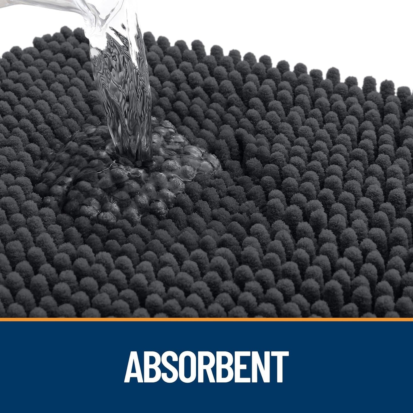 OLANLY Dog Door Mat - Absorbent Non-Slip Chenille Mat for Muddy Paws | 40x24 Dark Grey, Quick Dry