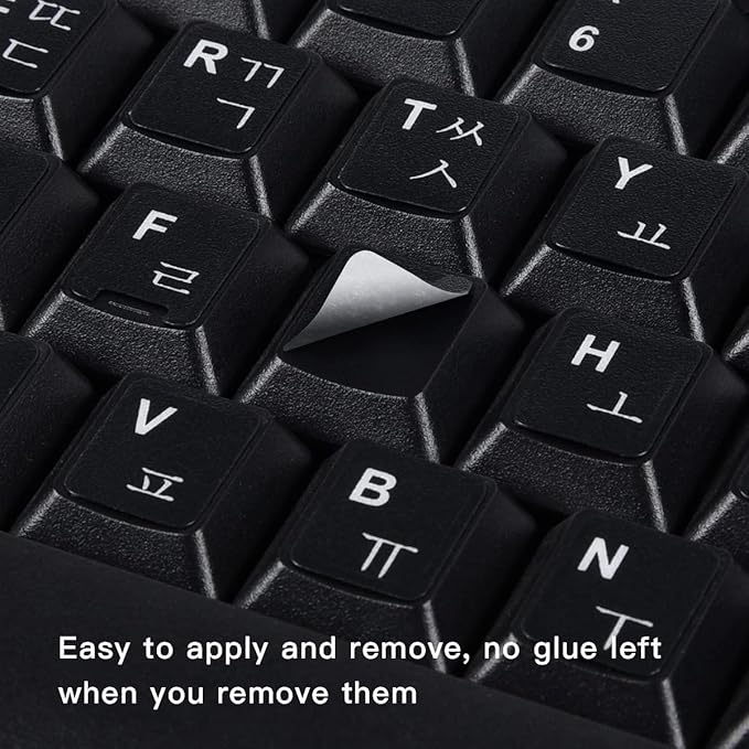 2PCS Korean Keyboard Stickers, Korean-English Keyboard Letters Replacement Sticker White Font on Black Background for Computer Laptop Notebook Desktop, Matte Keyboard Alphabet Stickers