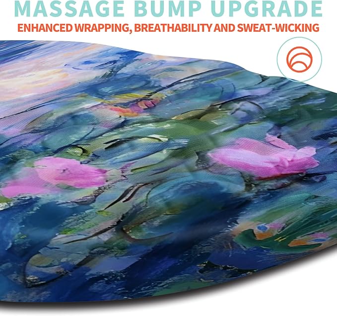 Kuosgm Ergonomic Mouse Pad Wrist Support with Memory Foam Massage Bulge, Carpal Tunnel Pain Relief Mousepad Wrist Rest for Mouse(12x8 inch, Lotus Pond)