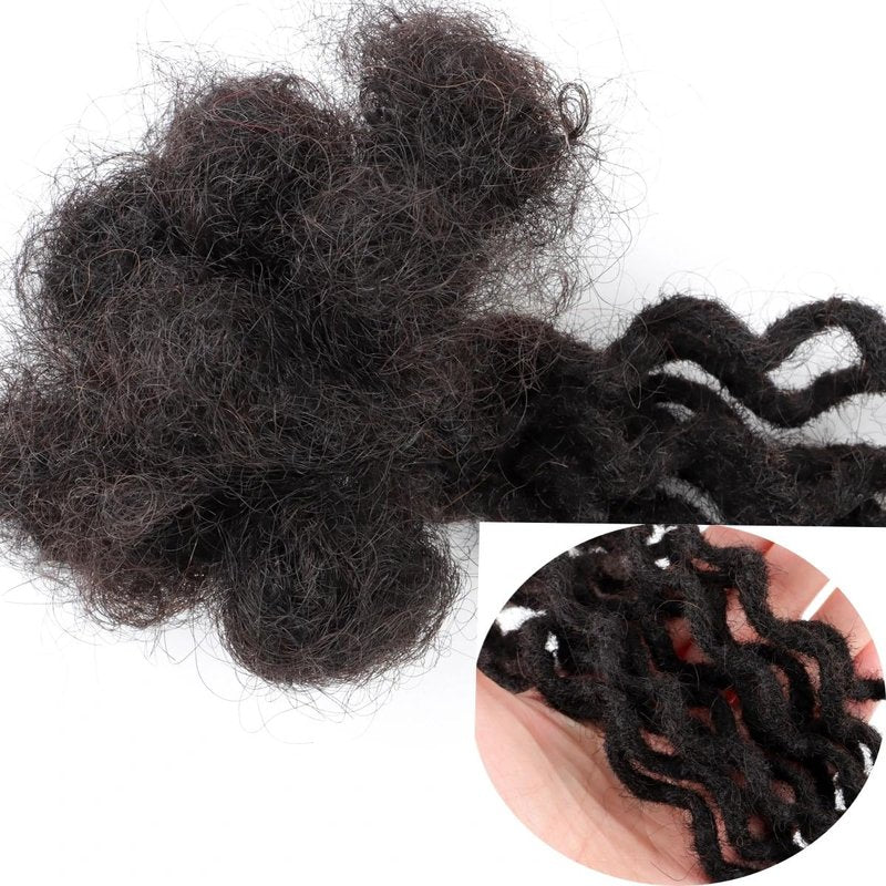 Curly Wavy Loc Extensions Human Hair 8Inch 0.6cm Width 10 Strands Dreadlock Extensions Full Handmade Permanent 100% Human Hair Can Be Dyed Bleached for Women Men Kids Natural Black