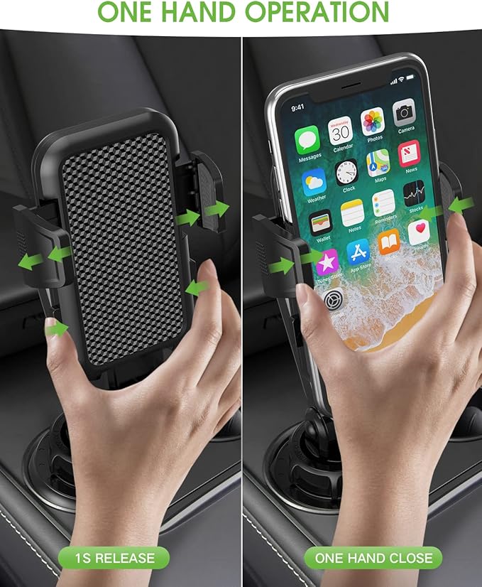 EOCAHO 2025 Upgraded Cup Phone Holder for Car, Universal No Shaking Cup Holder Phone Mount with Expandable Base for Car Truck, Adjustable Holders,Compatible with iPhone Samsung All Phones: 2 Pack