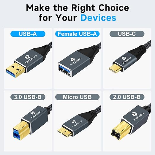 Thzzhnno USB 3.0 Extension 6.6FT, USB Male to Female USB 3.0 Extender Cable for Webcam, Camera, Phone, USB hub, Mouse, Keyboard, Printer, Hard Drive, Headset