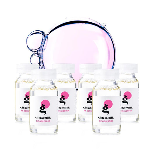 Ginger Milk Nutritive Hair Ampoule with Proteins and Pro-Vitamin B5 | BE GENEROUS | (Pack 6 x 0.5 fl oz), Clear