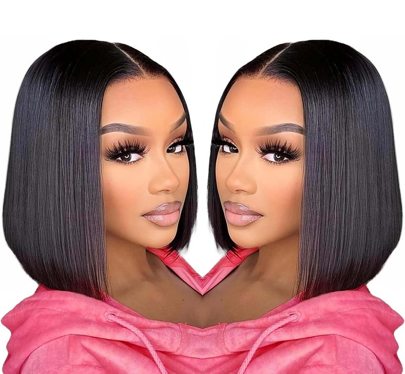 CDHFARMD Bob Wig Human Hair 12 Inch 13x6 Hd Transparent Lace Front Wigs Human Hair Glueless Short Straight Frontal Bob Wigs for Women Pre Plucked with Baby Hair Side Part 180% Density