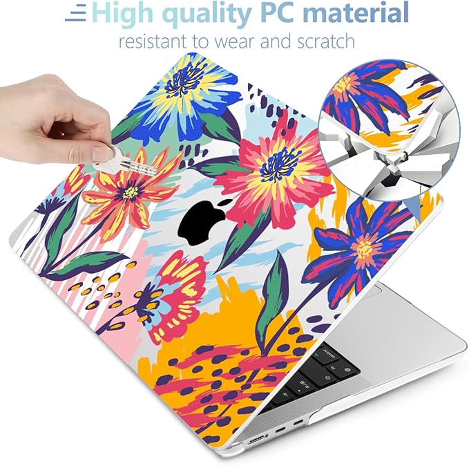 MEEgoodo Case for M5/M4/M3/M2 MacBook Air 13 inch 2026 2025 2024 2022, Fit Model A3449/A3240/A3113/A2681, Case Compatible with MacBook Air 13.6-inch, Art Painted Flowers