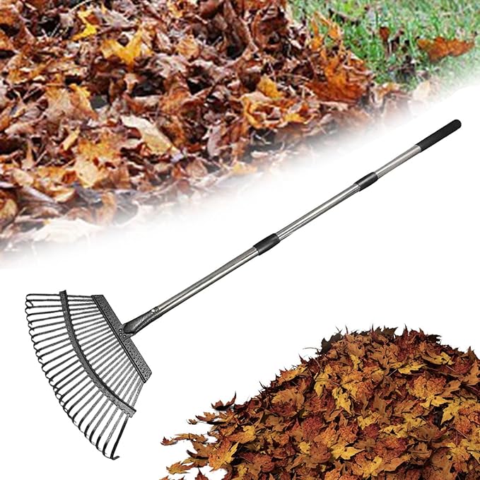 Garden Leaf Rake Fallen Leaves Collector Non Slip Chicken Coop Rake Lawn Tool for Roof Debris Grass Clippings Flower Bed Lawn