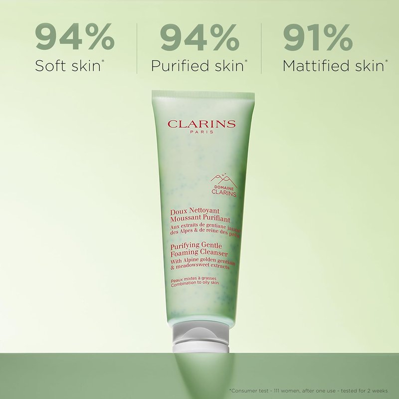 Clarins Purifying Gentle Foaming Face Cleanser - Cleanses & Mattifies | For Combination & Oily Skin Types