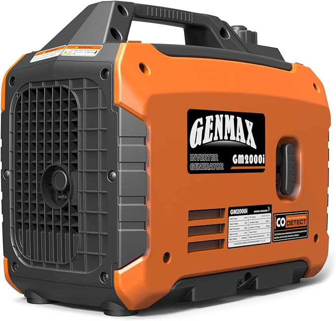 GENMAX Portable Generator, 2000W Ultra Quiet Gas Engine, EPA Compliant, Eco Mode Function, Ultra Light, Suitable for Backup Home and Camping(GM2000i)