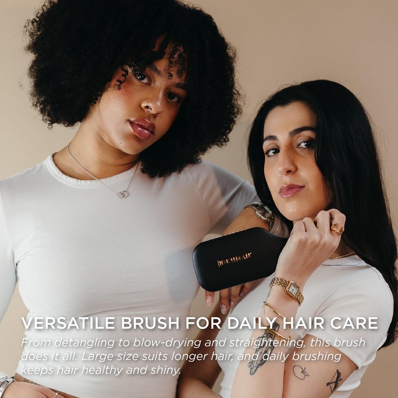 Denman (Black) Large Paddle Cushion Hair Brush for Blow Drying & Detangling - Comfortable Styling, Straightening & Smoothing - For Women and Men, D83