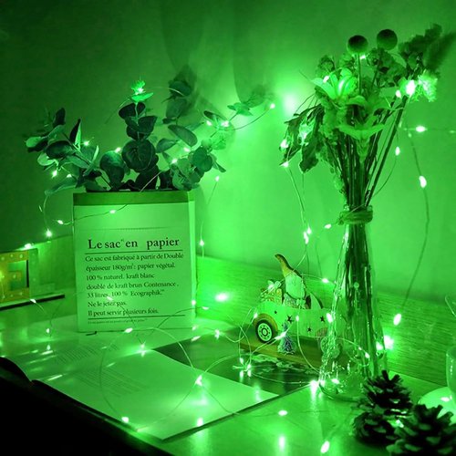 Green Fairy Lights - 100 Pack 7Ft 20 LED Twinkle String Lights | Battery Operated & Waterproof for Holidays
