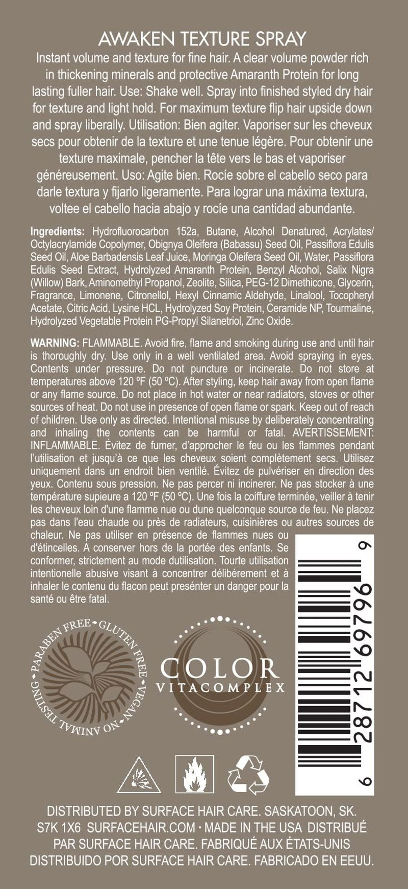 SURFACE Hair Awaken Texture Spray For Volumizing and Lifting Fine Hair, 4 fl. Oz.