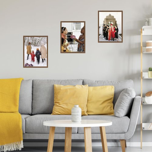 JCJMY 11x15 Picture Frame Brown for Wall Hanging, Wall Mounting Horizontally or Vertically, 11 x 15 Wall Gallery Poster Photo Frame with Shatter Resistant Plexiglass, Brown