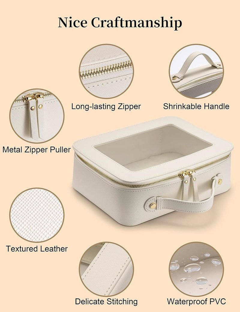 Clear Makeup Bag for Women - Waterproof Cosmetic Organizer Case | Portable Travel Toiletry Bag (Black)