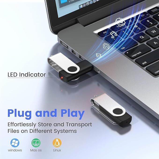 ABLAZE 1GB USB Flash Drive 20 Pack, USB 2.0 Thumb Drives with Lanyards Bulk Memory Sticks Pendrives 20PCS (Black)