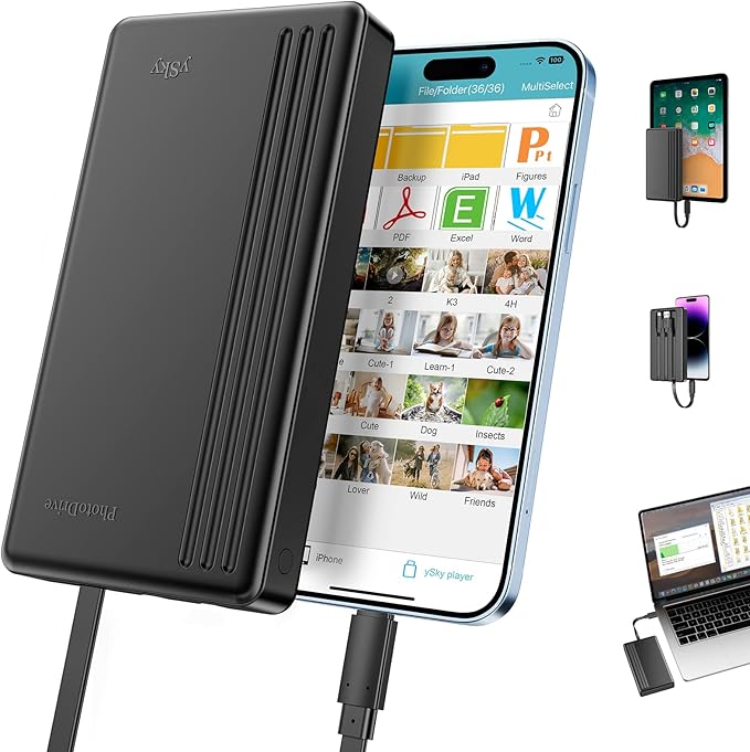 2TB External Hard Drive for iPhone & iPad,MacBook,Windows Computer,USB C Android Phones:Photo Stick USB Flash Drive for iPhone 17/16/ 15/14/13/12 to Backup Photo| Video | Music| File(MFi Certified)